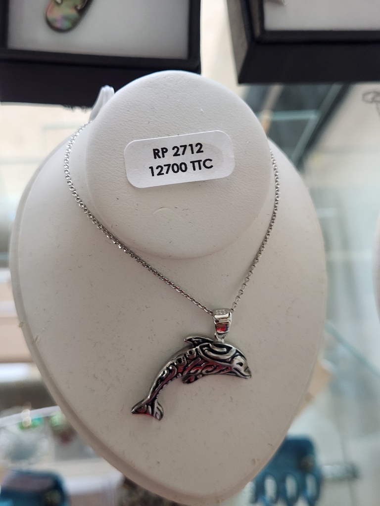 RP2712, Pendentif dauphin noir, HELEN'S PEARLS 