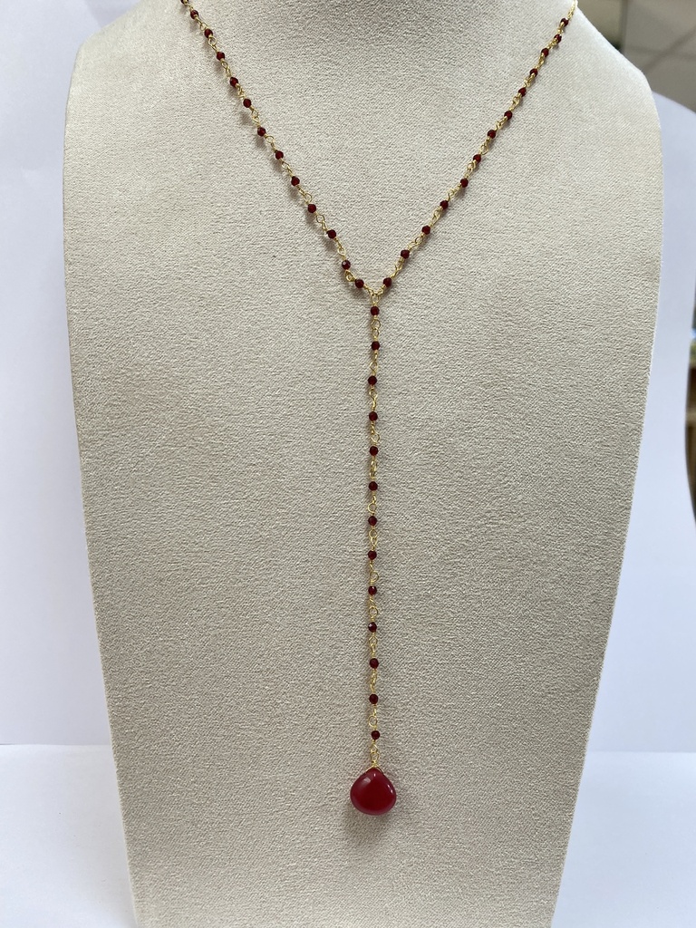 Sautoir ROSIE, Jade rouge, TROPIK