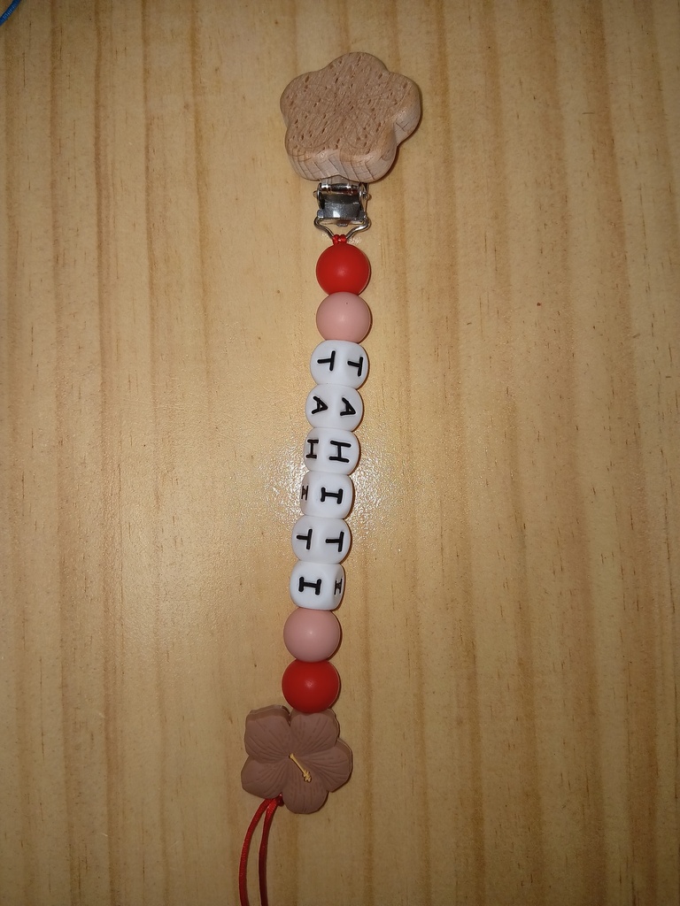 Attache Tetine bois grave, MON PETIT PARADIS       