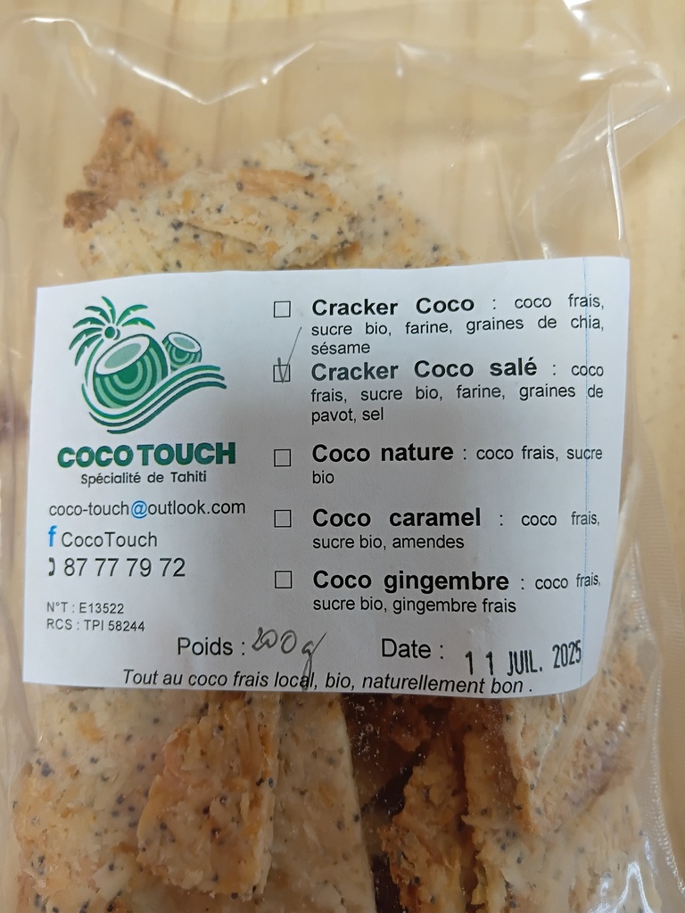 Crackers coco salé, COCOTOUCH