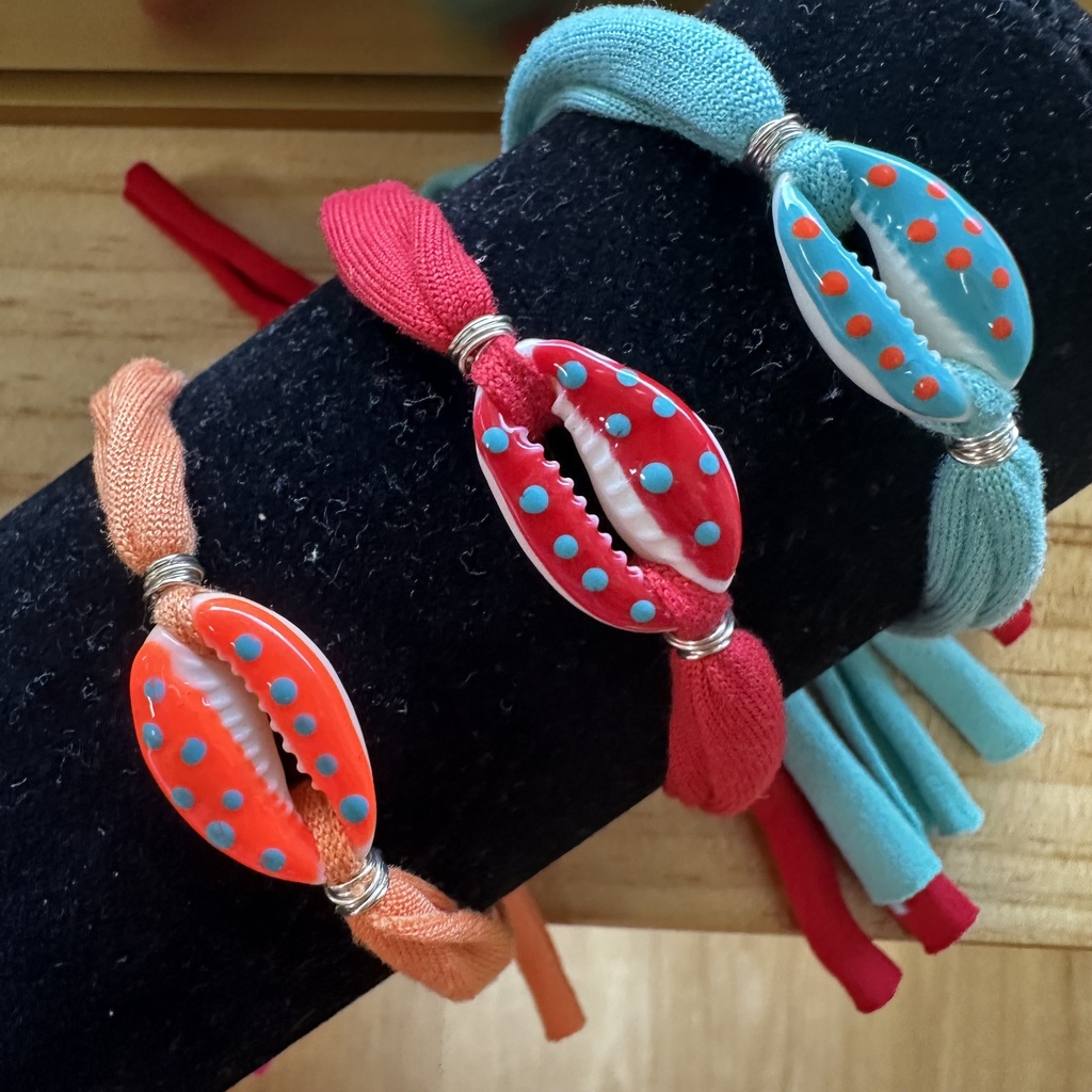 Bracelet coquillage en tissu, MON PETIT PARADIS