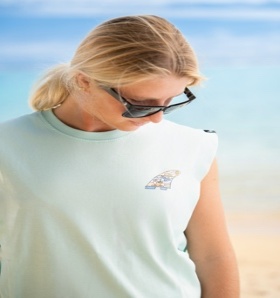 Debardeur Col Rond Aileron Femme  Bleu, MITI KINGDOM