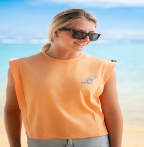 Debardeur Col Rond Aileron Femme Orange, MITI KINGDOM