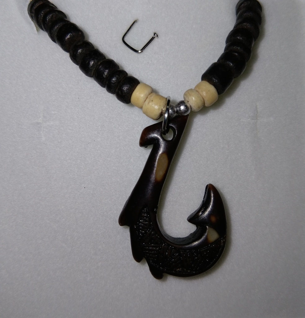 Collier fibre de coco mini hameçon, HOKAHEI PEARL    