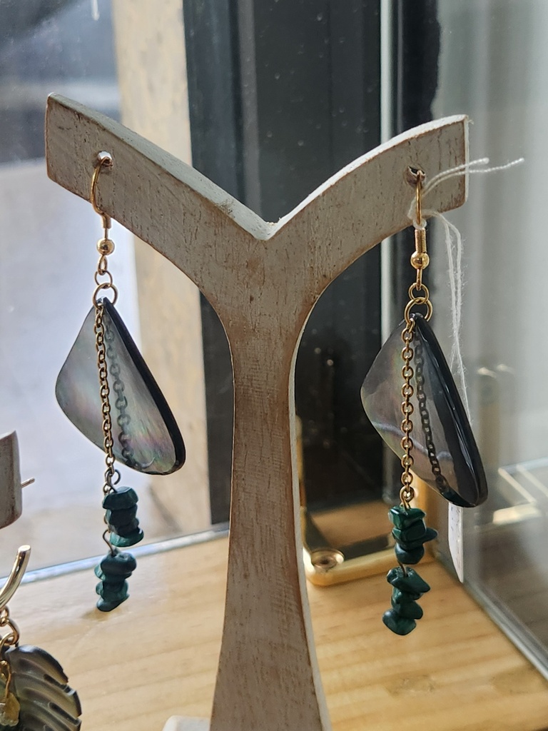 BO crochet ID triangle malachite, AVA'E CREATION