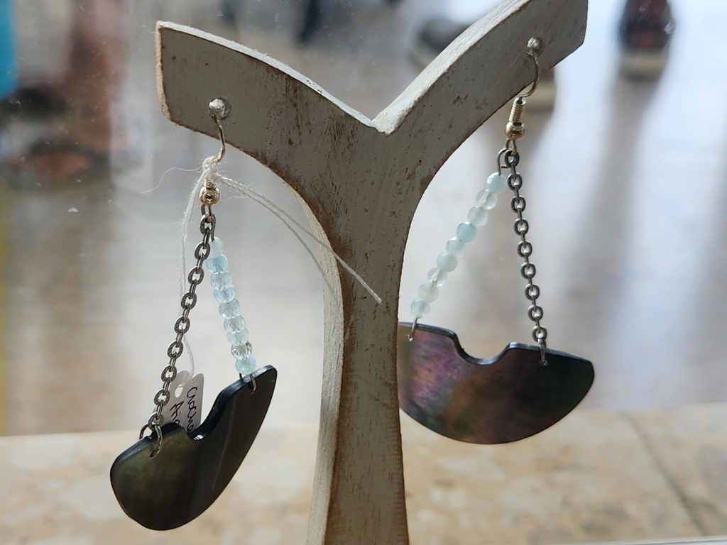 ABO11, BO crochet IA demi cercle aigue marine, AVA'E