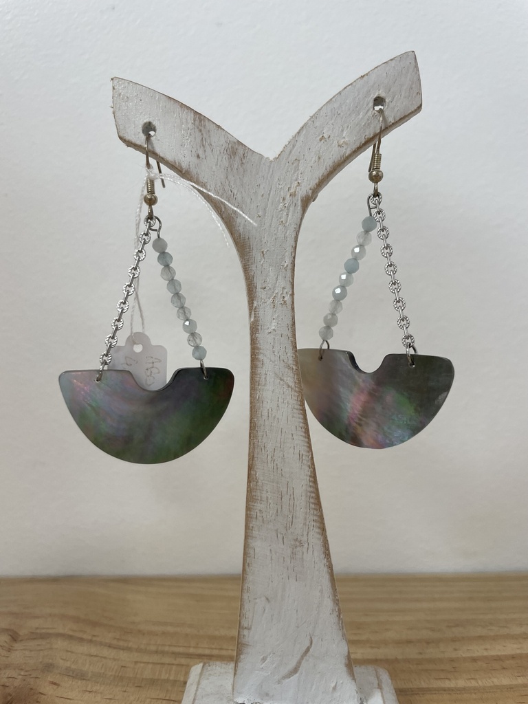 BO crochet IA demi cercle aigue marine, AVA'E CREATION