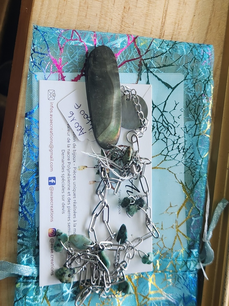 ACO16, Collier IA lamelle turquoise, AVA'E