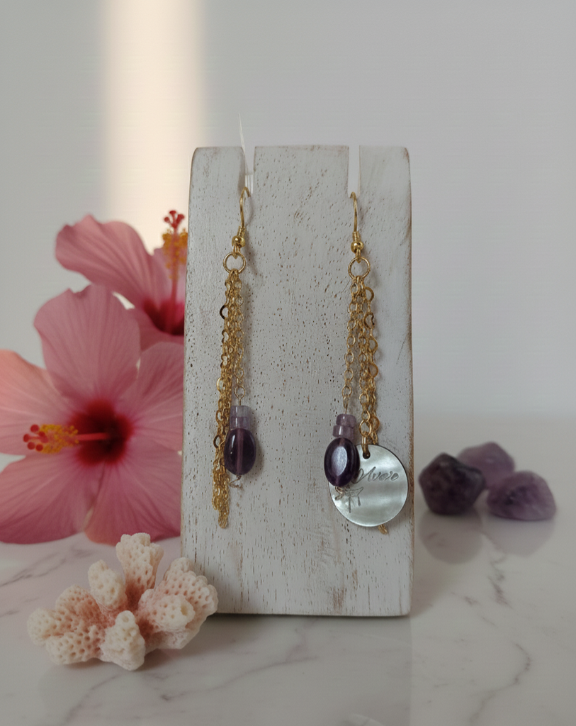 ACO18, BO crochet ID rond améthyste, AVA'E