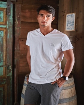 T-Shirt Col V Mk Blanc, MITI KINGDOM