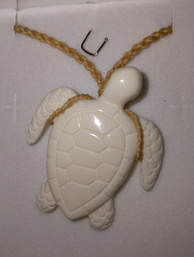 Collier grosse tortue os blanc naturelle, HOKAHEI PEARL  