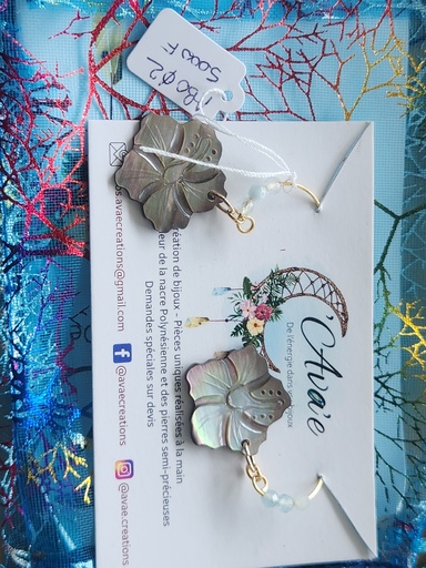 ABO02, BO creole PO HIBISCUS aigue marine, AVA'E