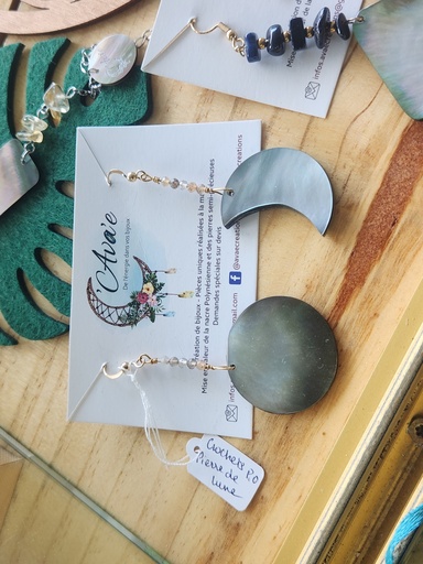 ABO08, BO crochet PO lune pierre de lune, AVA'E