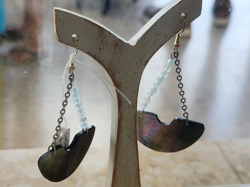 BO crochet IA demi cercle aigue marine, AVA'E CREATION